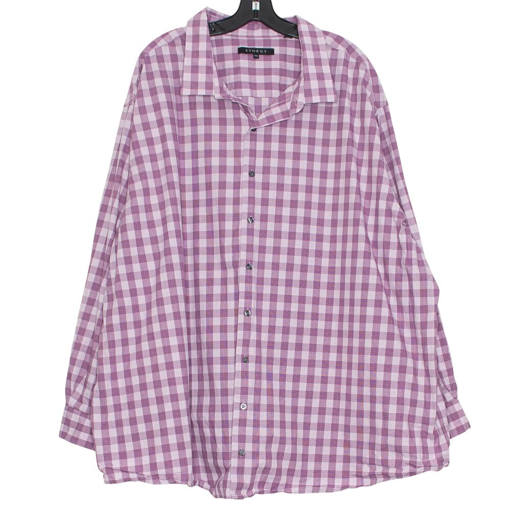 Synrgy Mens Shirt Academia Preppy Retro Indie Coastal Grandpa Button Purple 4XL
